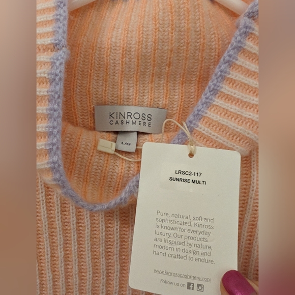 NWT Kinross 100% Cashmere Funnel Neck Sweater Large - Picture 7 of 7